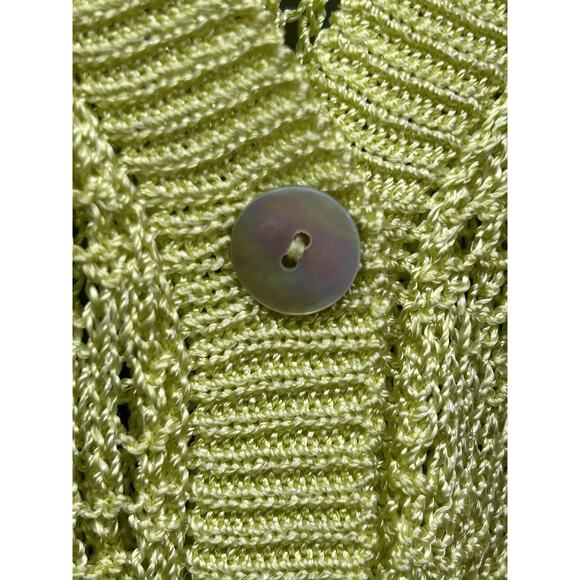 Chico's Open Knit Button‎ front Sweater Cardigan Womens 2 Large Yellow Bright - Picture 6 of 7